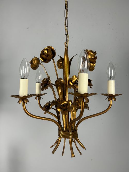 French Toleware 5 Light Chandelier Ceiling Light