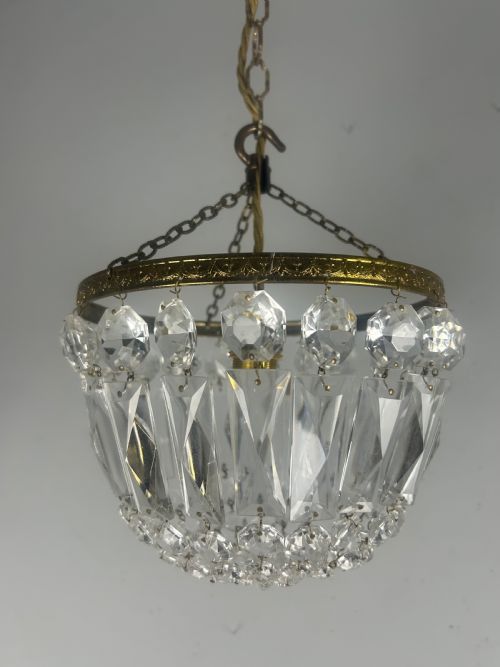 Crystal Lustre Chandelier, Ceiling Light, Rewired