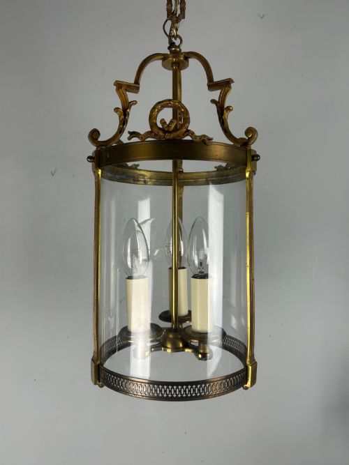 French Bronze Triple Light Antique Lantern