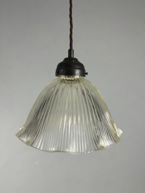 Holophane Style Pendant Ceiling Light, Rewired