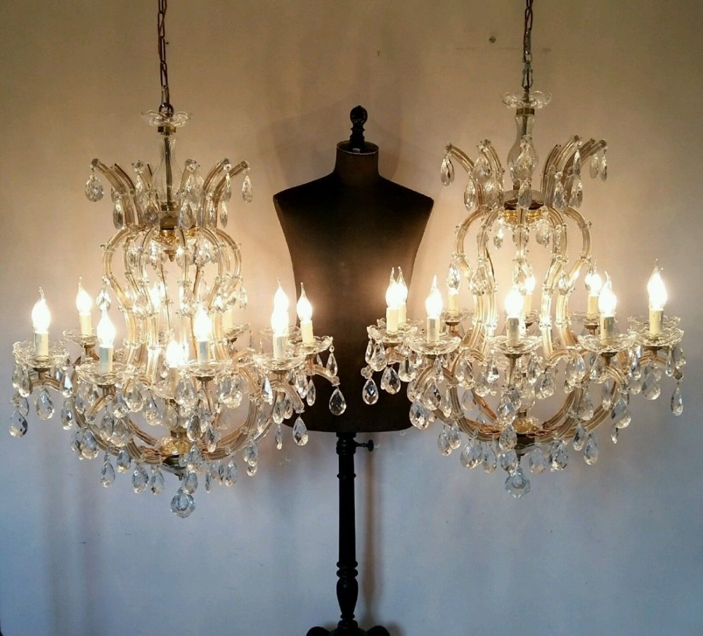 PAIR of LARGE 10 Arms Marie Therese Crystal Chandeliers