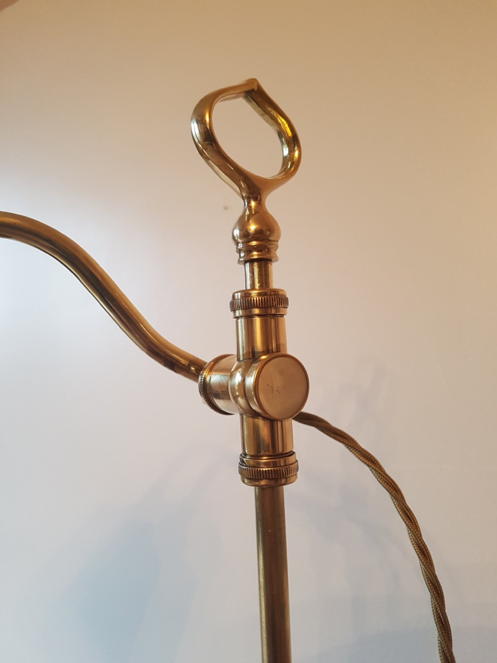 c1920 Rise & Fall Adjustable Table Desk Lamp with Reverse Painted Ceramic Shade; PAT Tested View IV