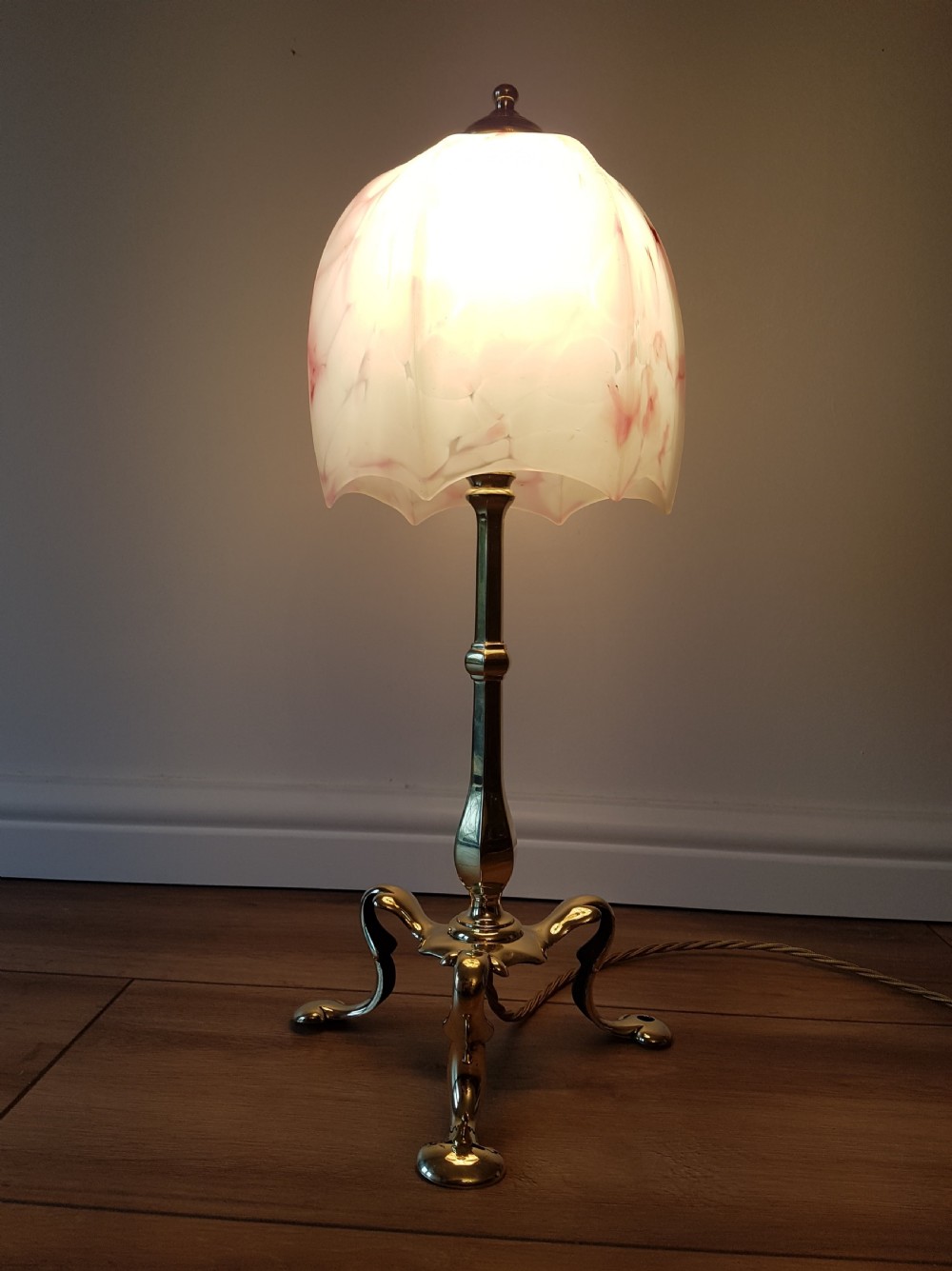 BRASS PULLMAN TABLE LAMP FARADAY & SON; LONDON. PAT TESTED