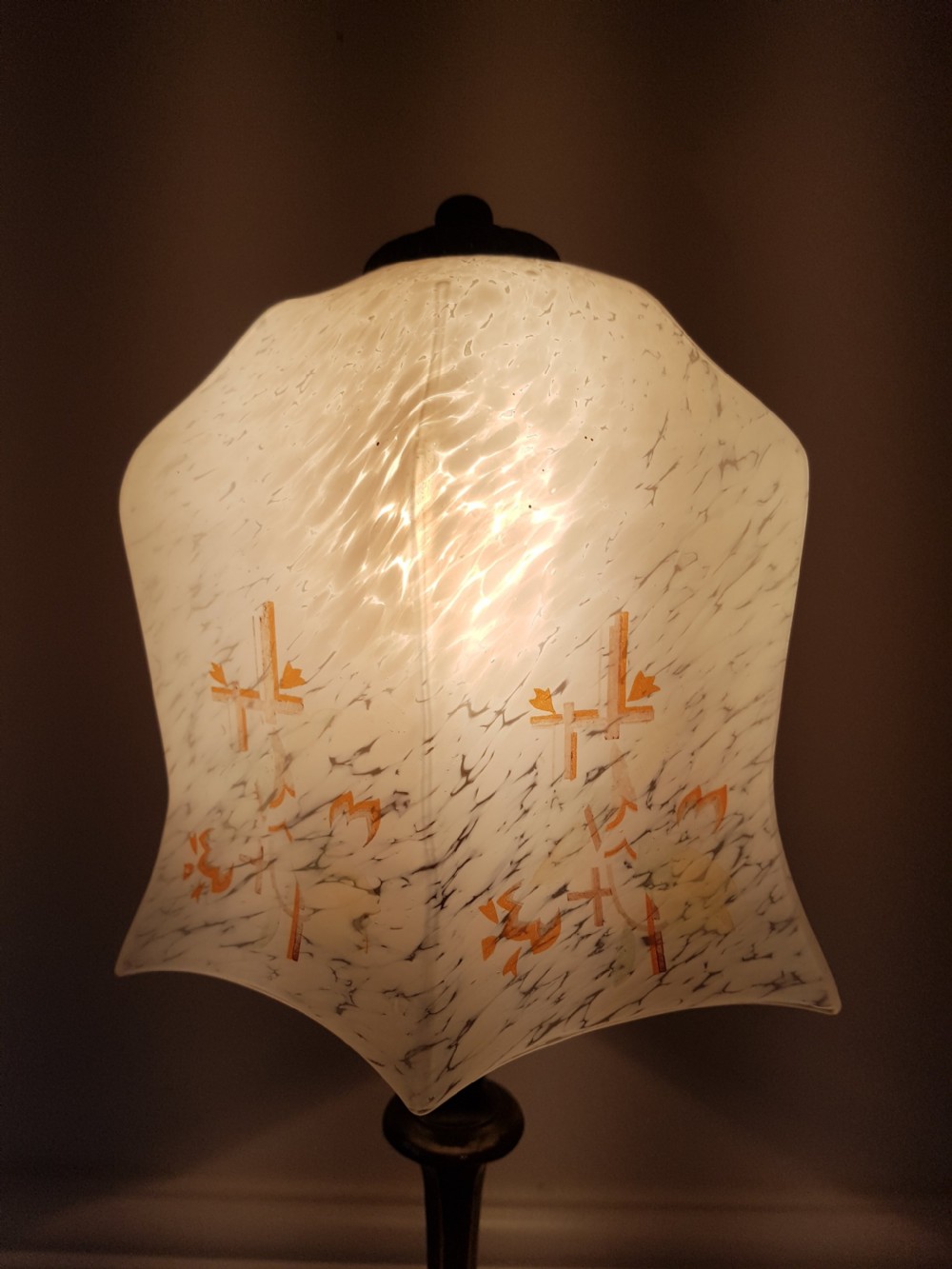 Aged Brass Table Lamp with Ceramic Shade. PAT Tested  View III