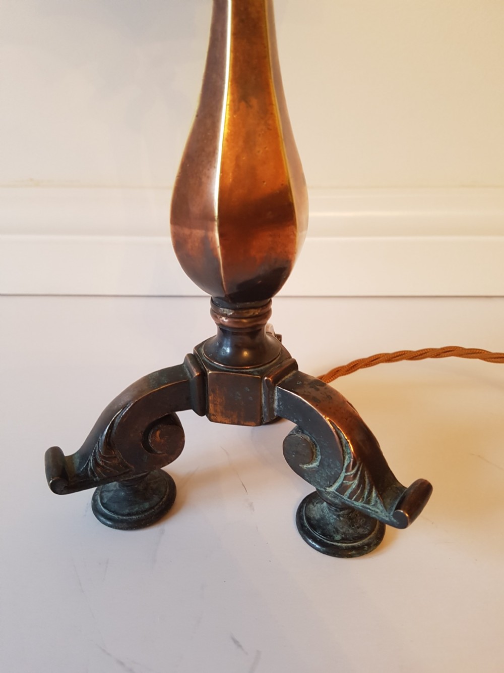 Aged Brass Table Lamp with Ceramic Shade. PAT Tested  View V