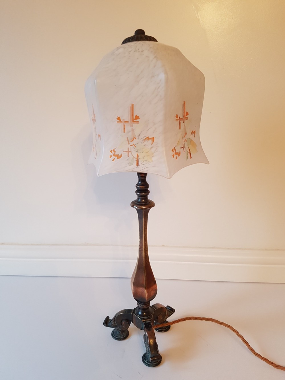 Aged Brass Table Lamp with Ceramic Shade. PAT Tested  View VI