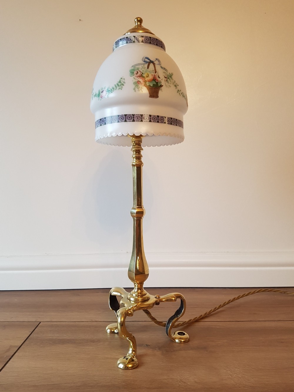 c1910 Brass Pullman Table Lamp (1 of a near pair); rewired.
