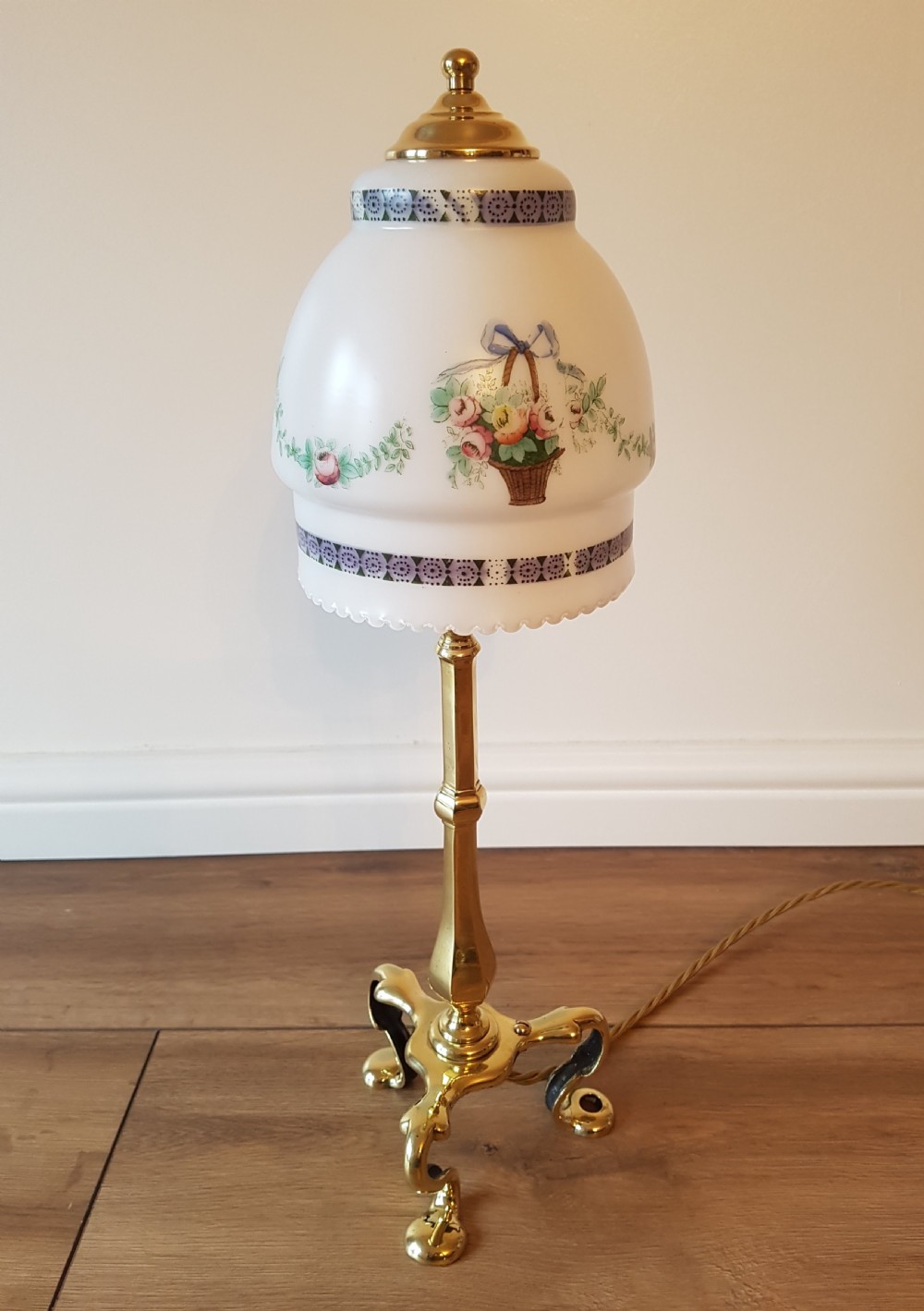 c1910 Brass Pullman Table Lamp (1 of a near pair); rewired. View II