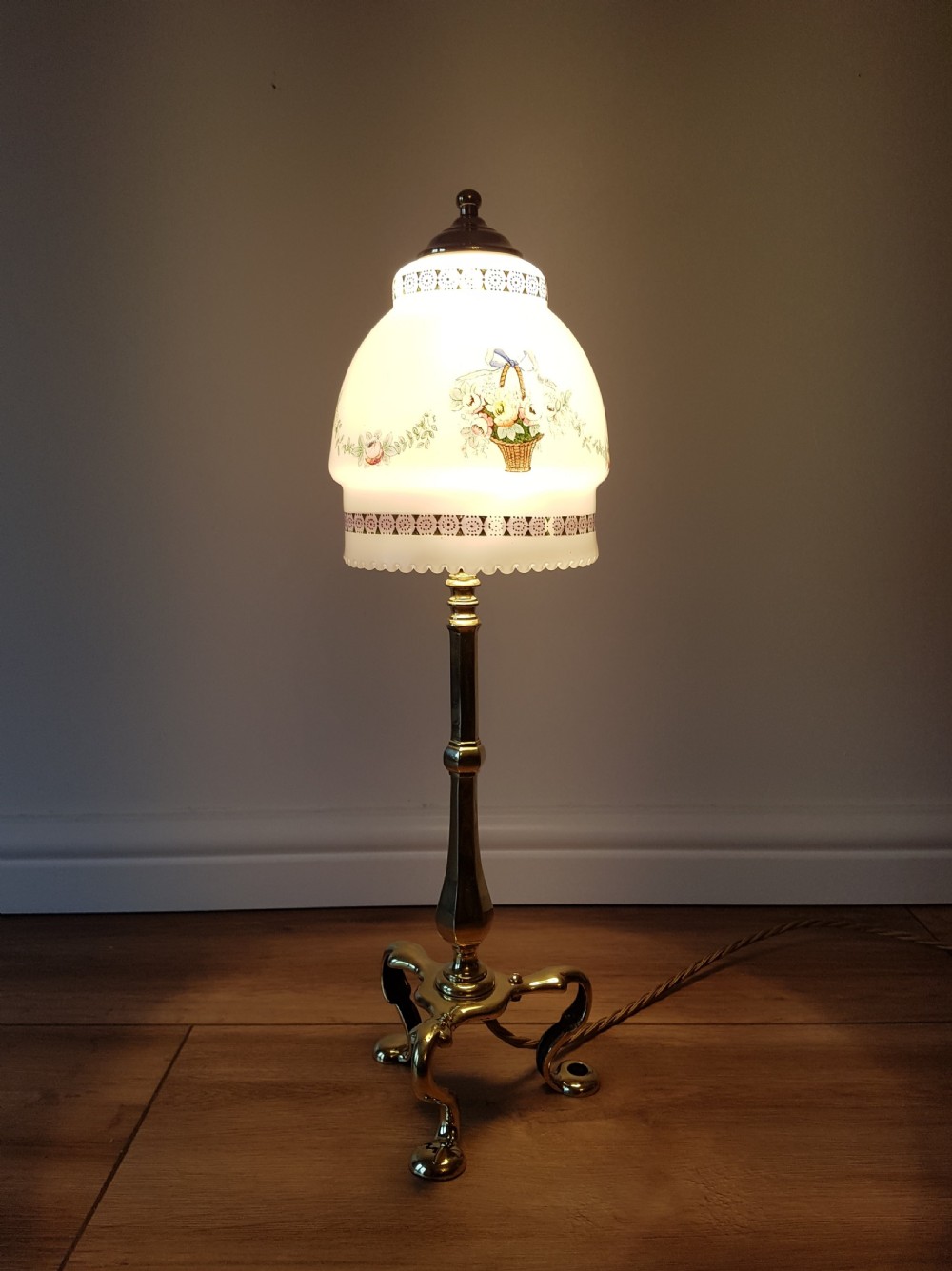 c1910 Brass Pullman Table Lamp (1 of a near pair); rewired. View III