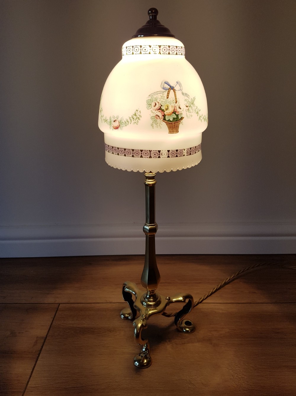 c1910 Brass Pullman Table Lamp (1 of a near pair); rewired. View IV