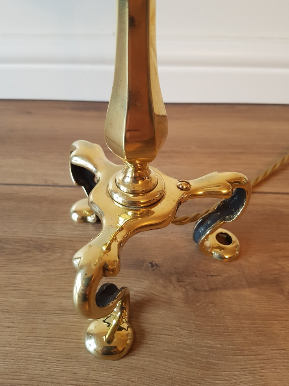 c1910 Brass Pullman Table Lamp (1 of a near pair); rewired. View V