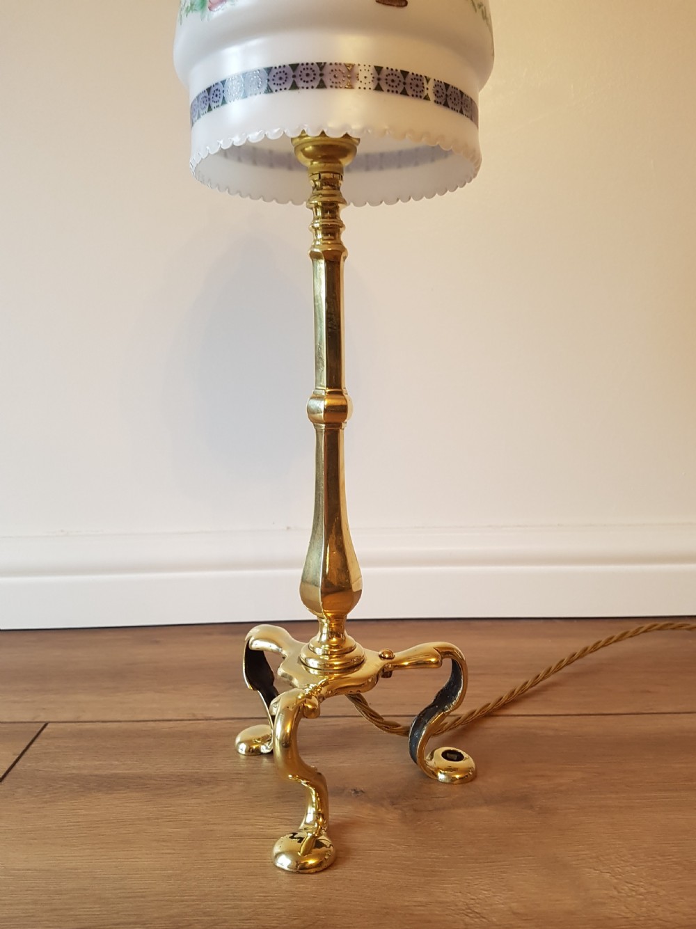 c1910 Brass Pullman Table Lamp (1 of a near pair); rewired. View VI