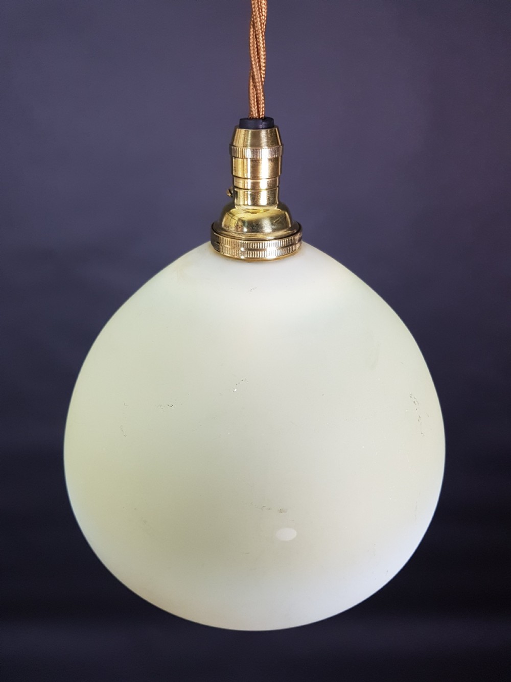 c1920 Vanilla Vaseline Pendant Ceiling Light; Rewired View III