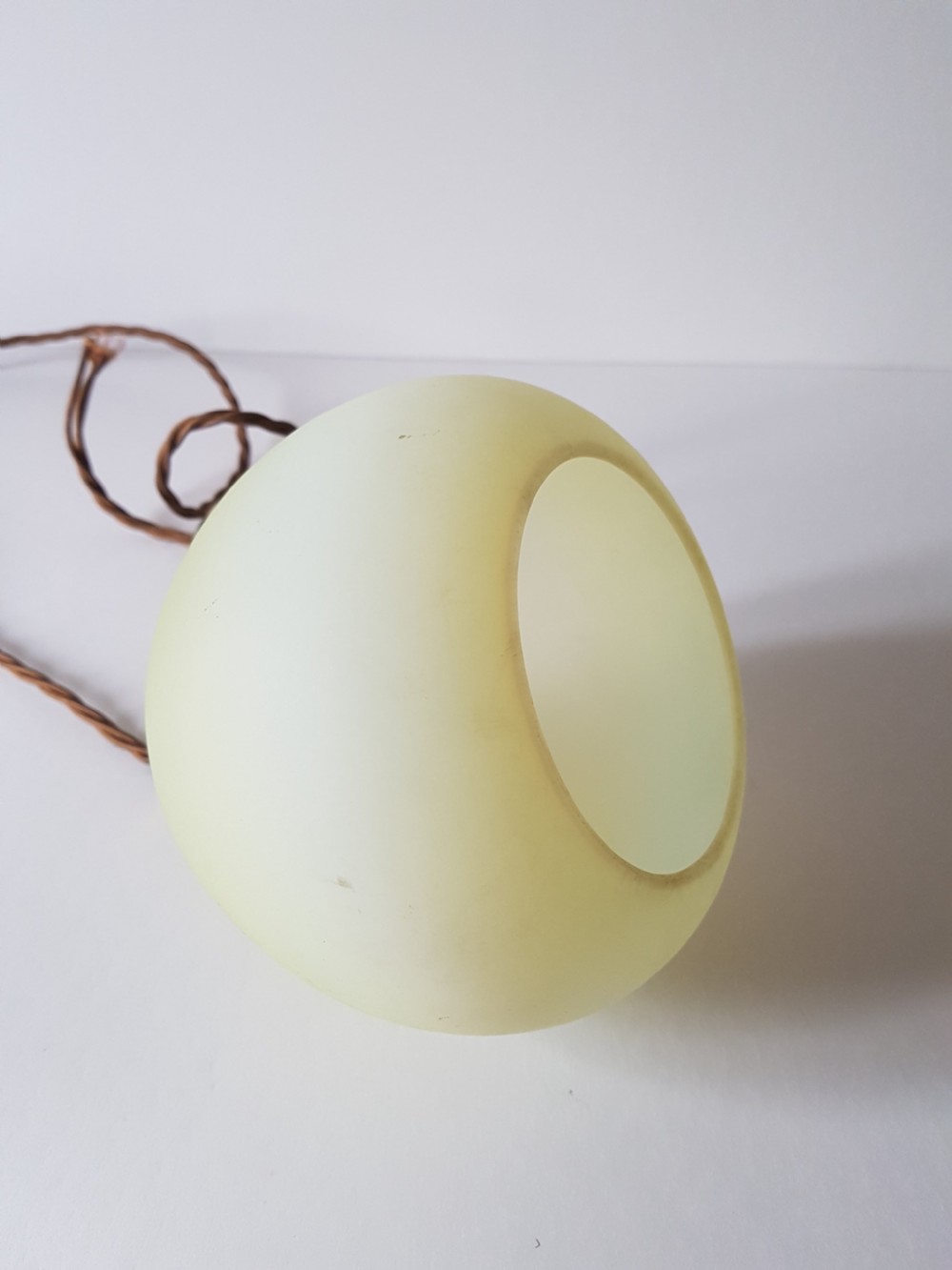 c1920 Vanilla Vaseline Pendant Ceiling Light; Rewired View IV