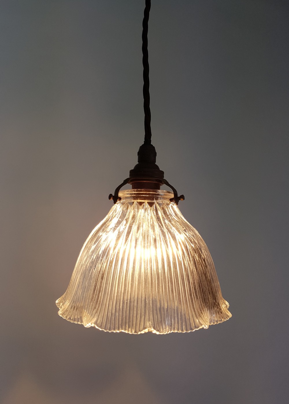 c1910 French Small Holophane Ceiling Light; Rewired 