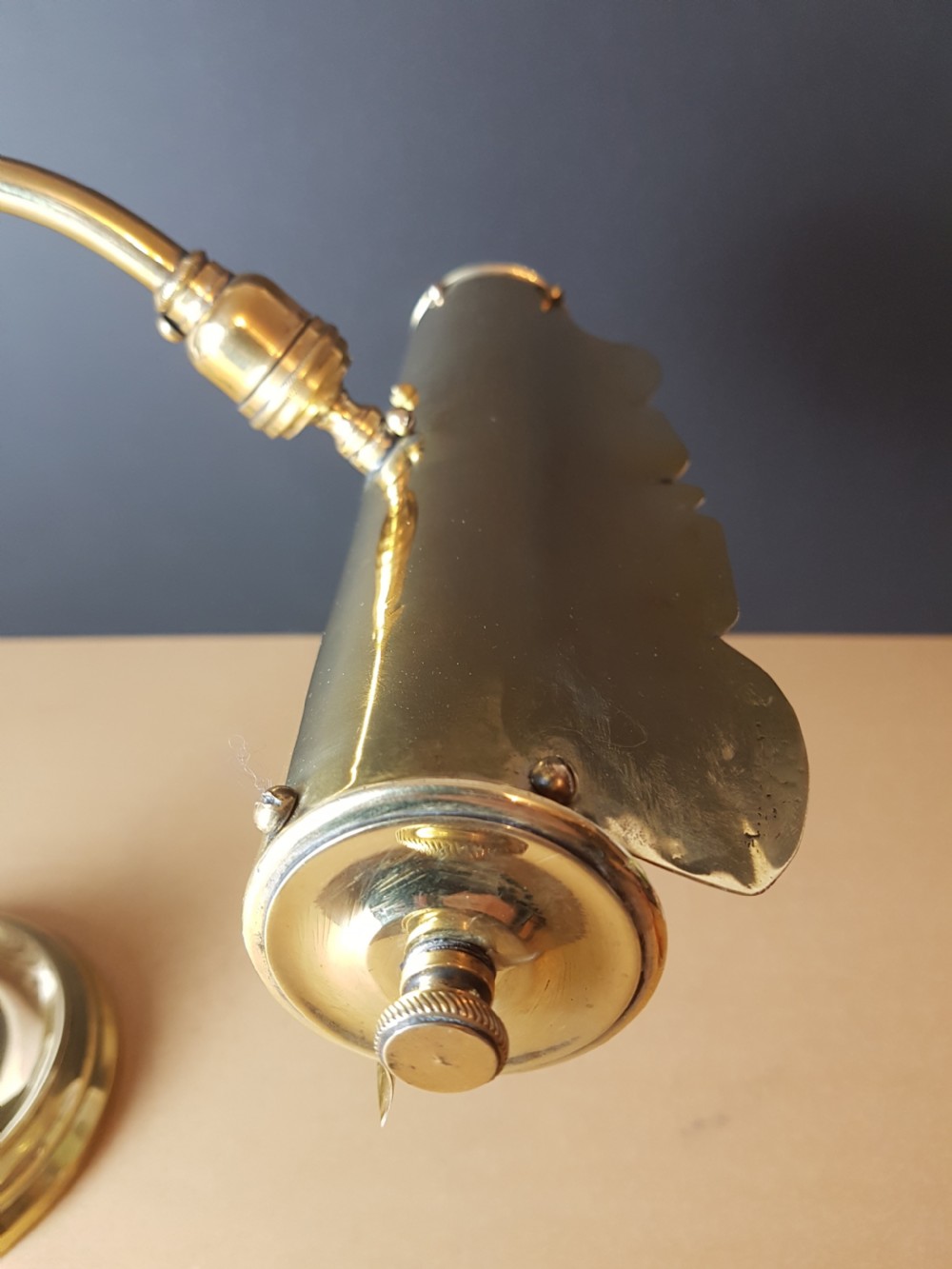 c1910 French Swann Neck Adjustable Piano Desk Lamp; Rewired and PAT tested  View III