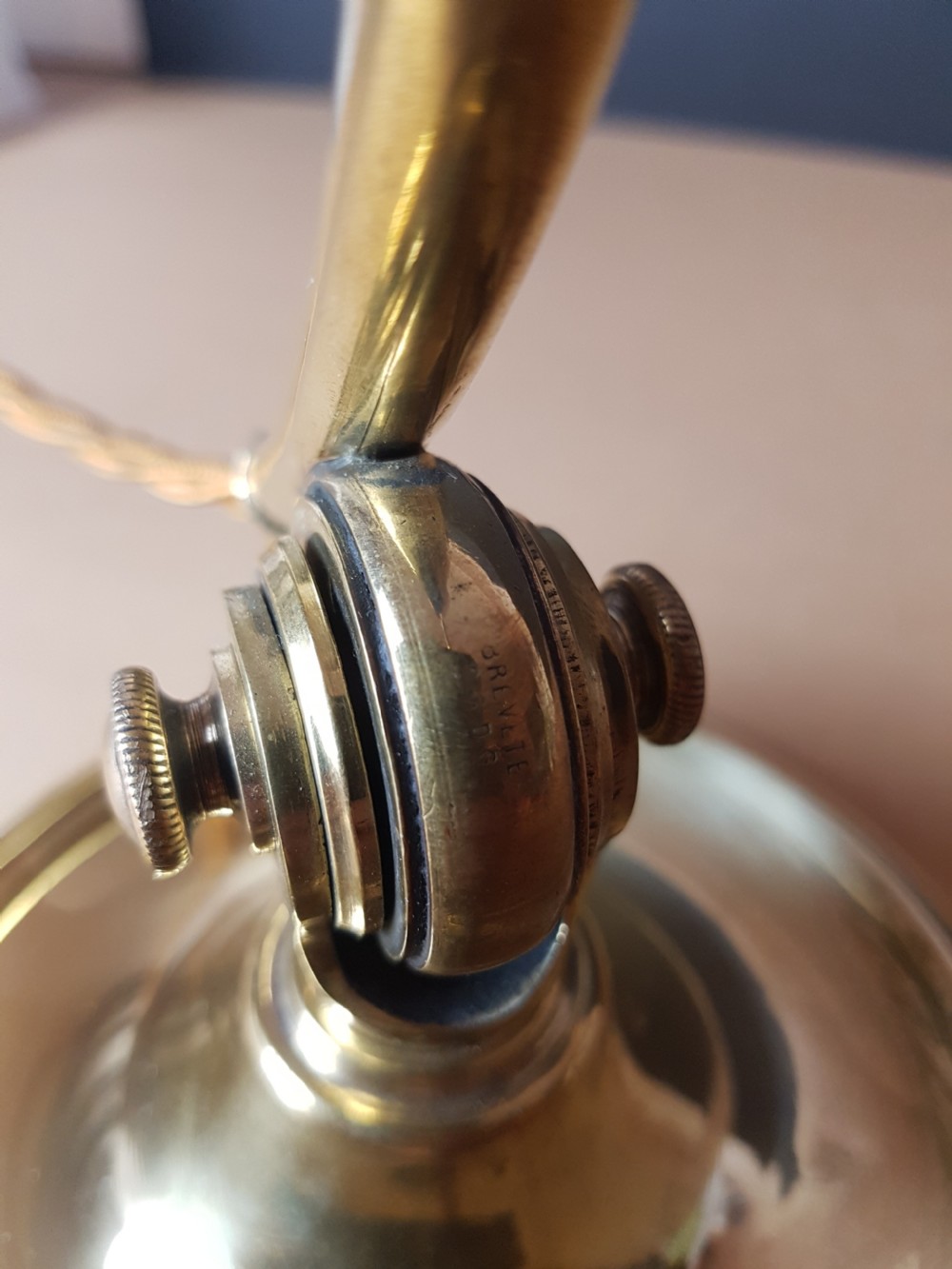 c1910 French Swann Neck Adjustable Piano Desk Lamp; Rewired and PAT tested  View IV