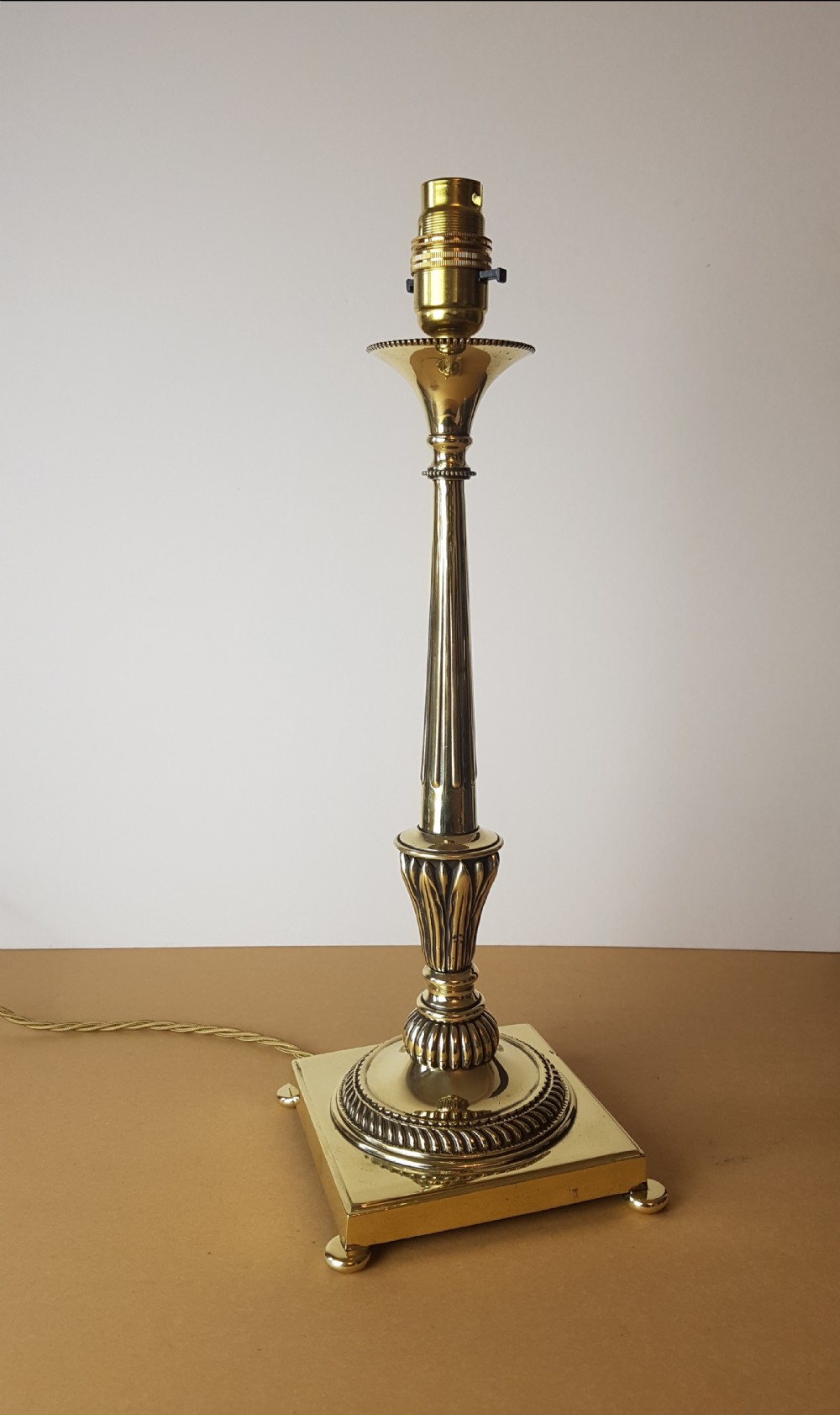 Edwardian Cast Brass Table Lamp; Rewired and PAT tested 