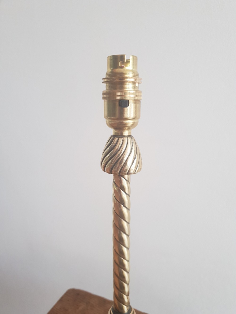 c1900 Decorated Brass Table Lamp; Rewired and PAT tested  View VI