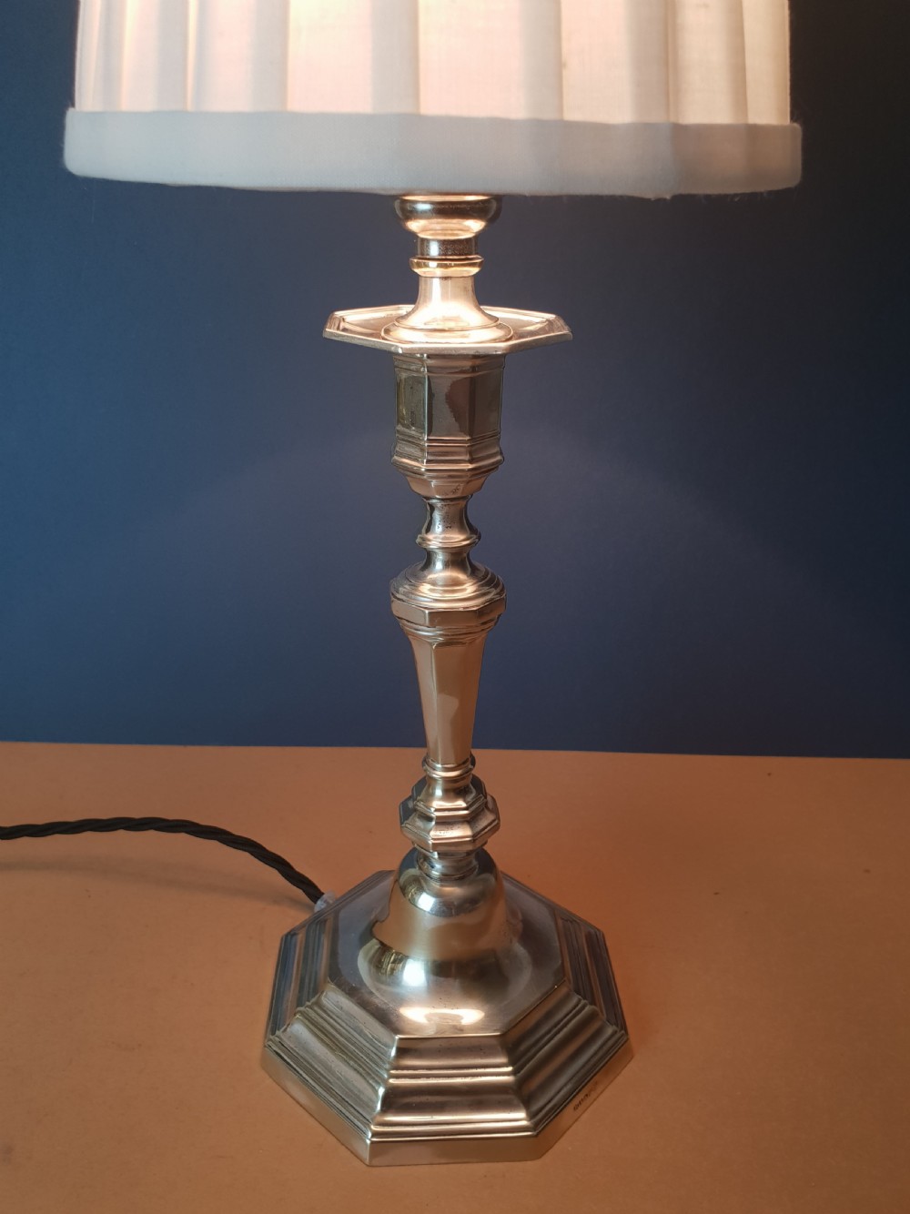 Silver Plated Table Lamp; Rewired and PAT tested  View V