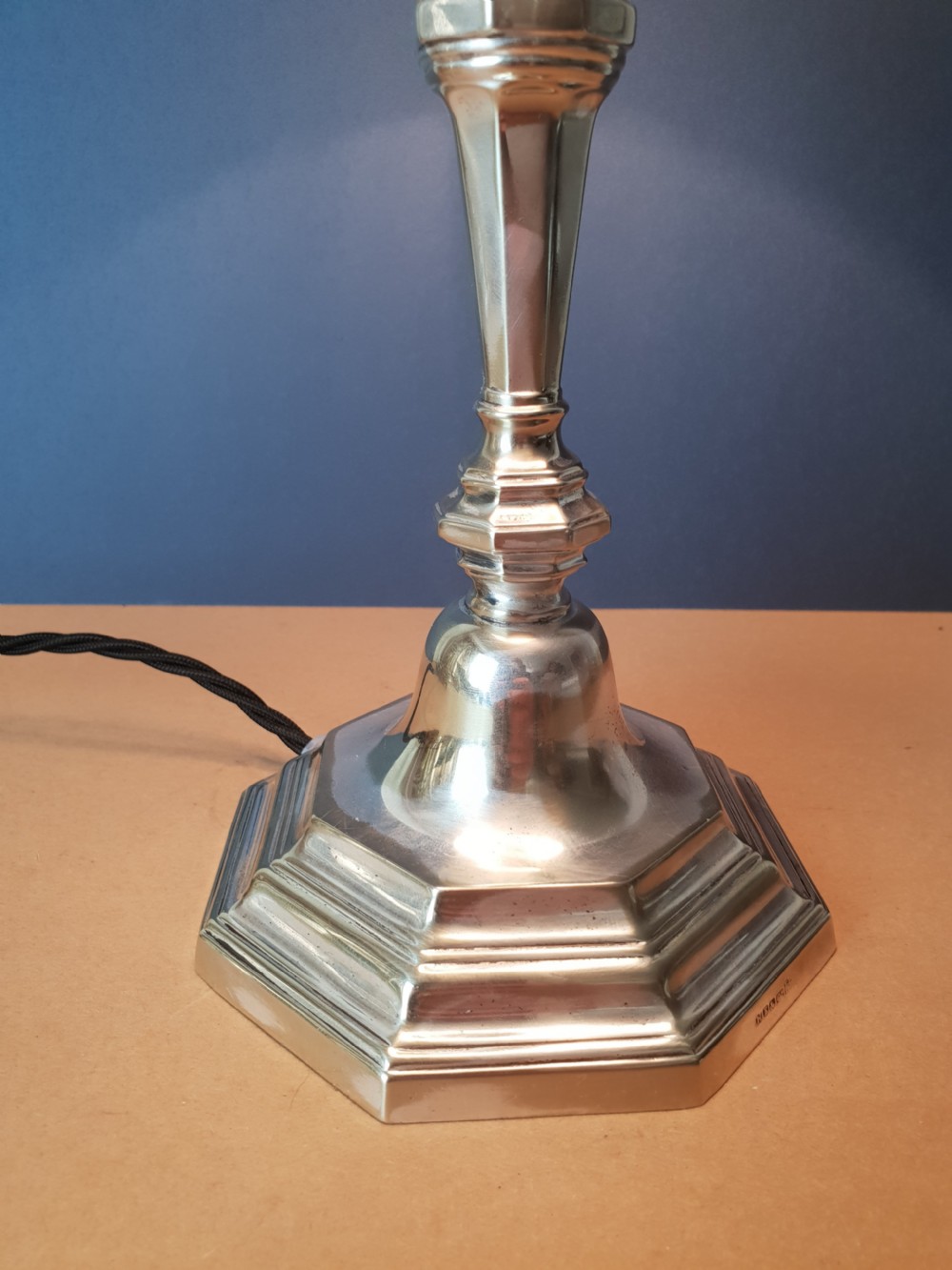 Silver Plated Table Lamp; Rewired and PAT tested  View VI