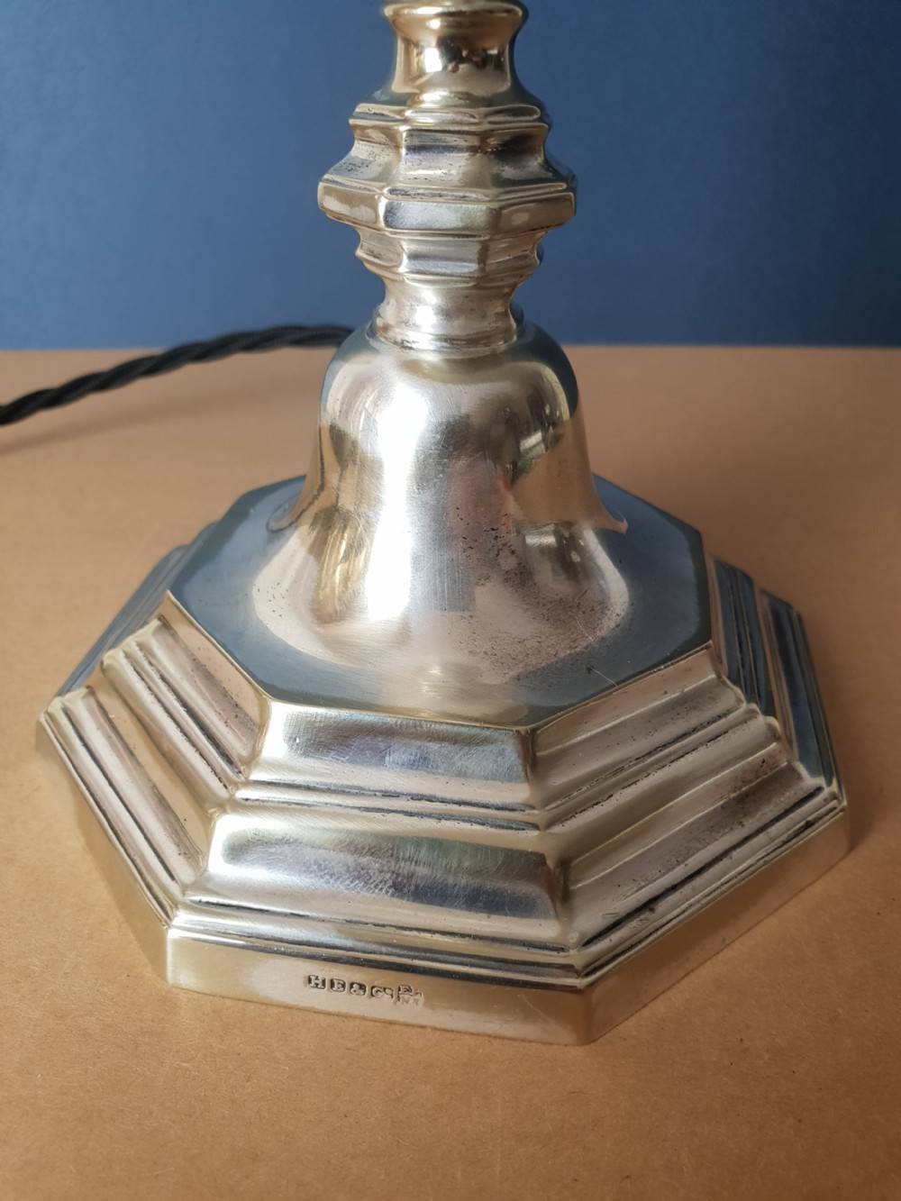 Silver Plated Table Lamp; Rewired and PAT tested  View VIII