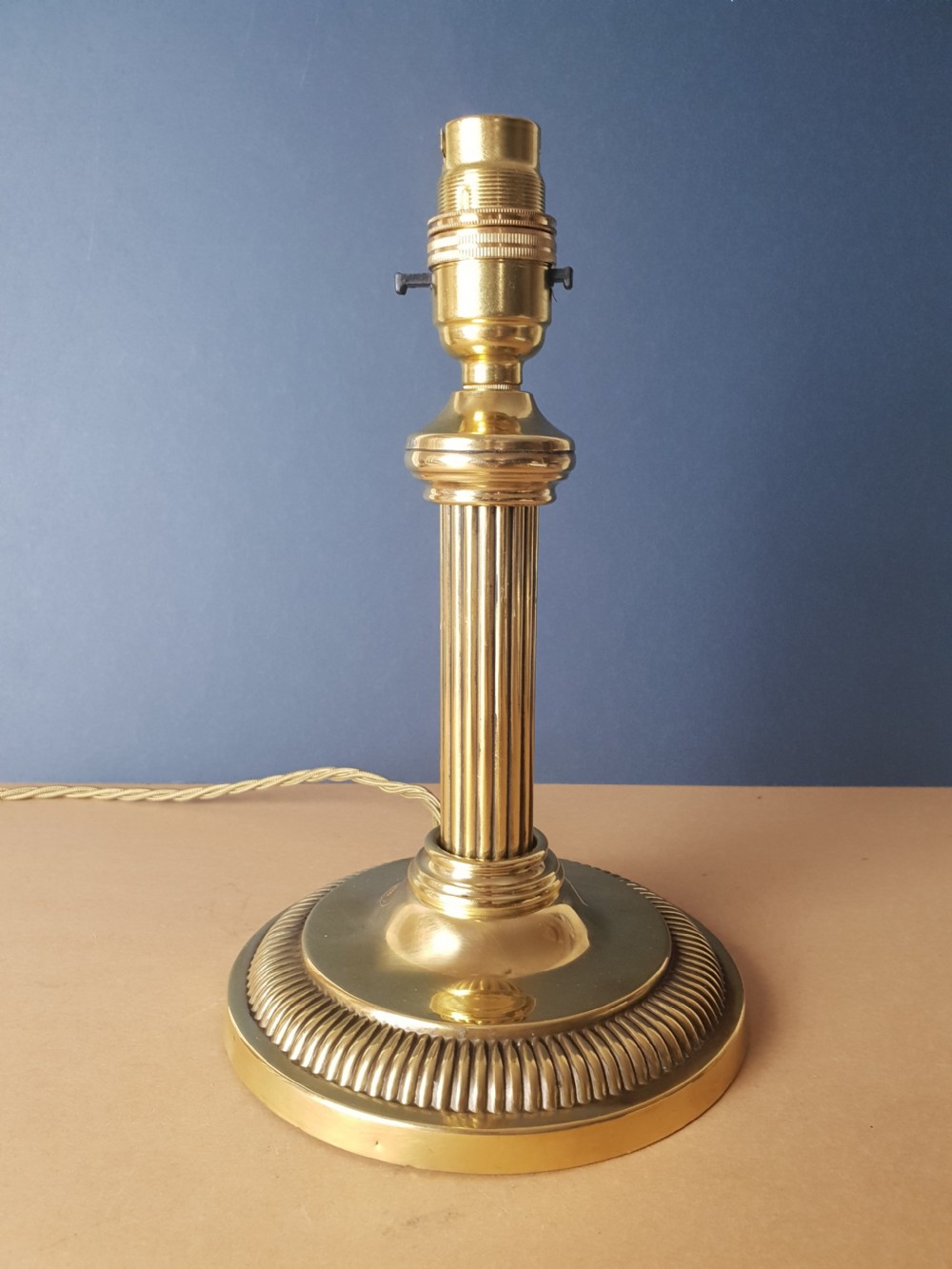 Small Brass Corinthian Column Table Lamp; Rewired and PAT tested 