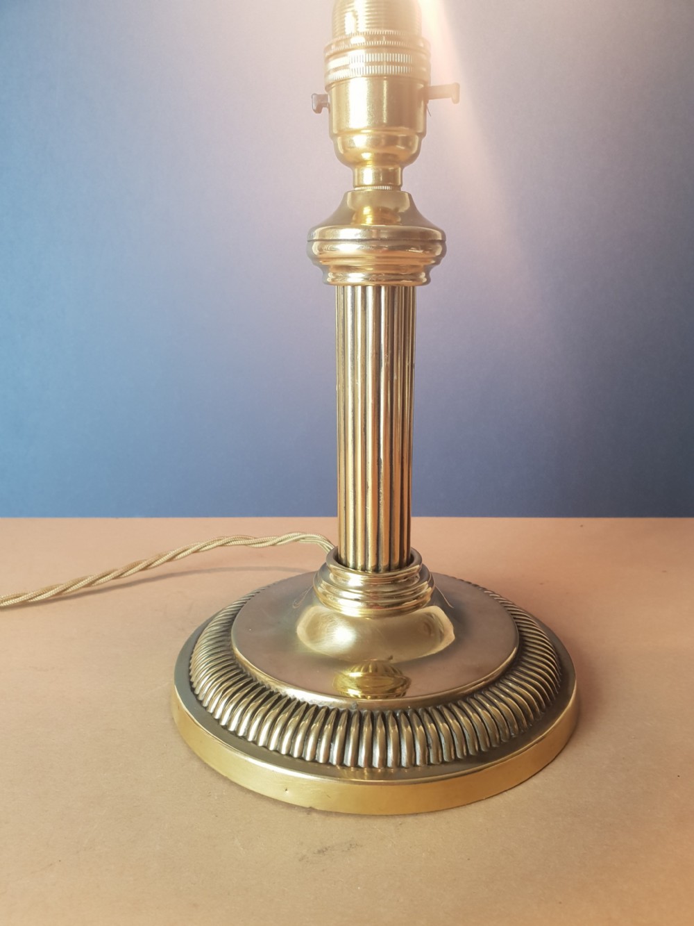 Small Brass Corinthian Column Table Lamp; Rewired and PAT tested  View III