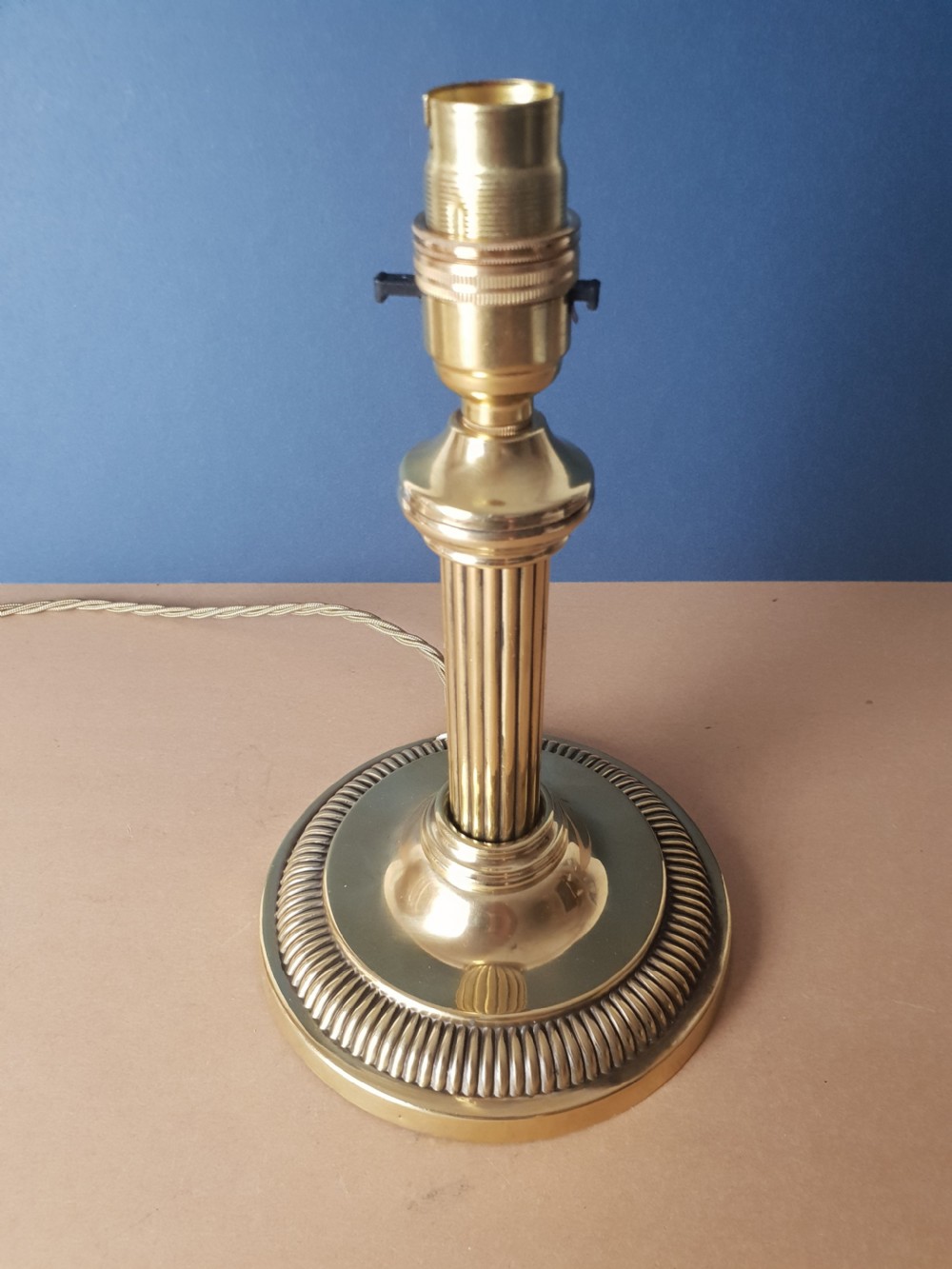 Small Brass Corinthian Column Table Lamp; Rewired and PAT tested  View VI