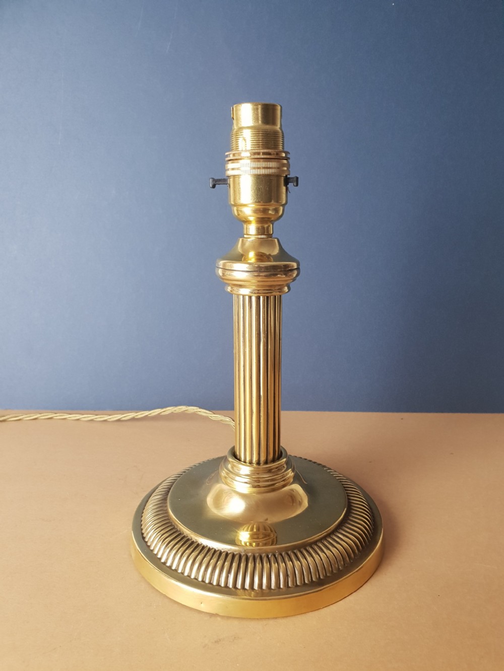 Small Brass Corinthian Column Table Lamp; Rewired and PAT tested  View VII