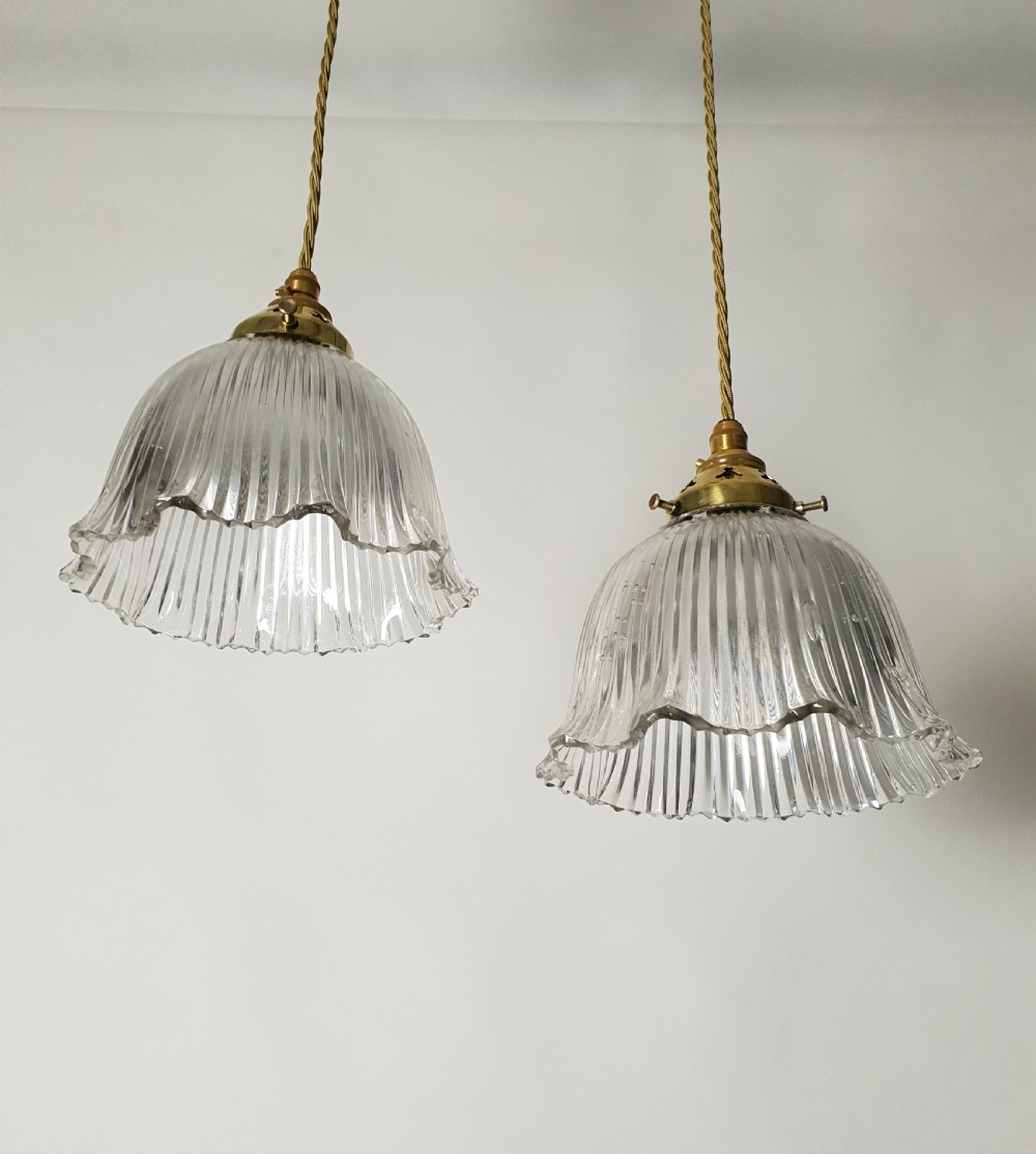 Pair of Holophane Ceiling Lights; Rewired 