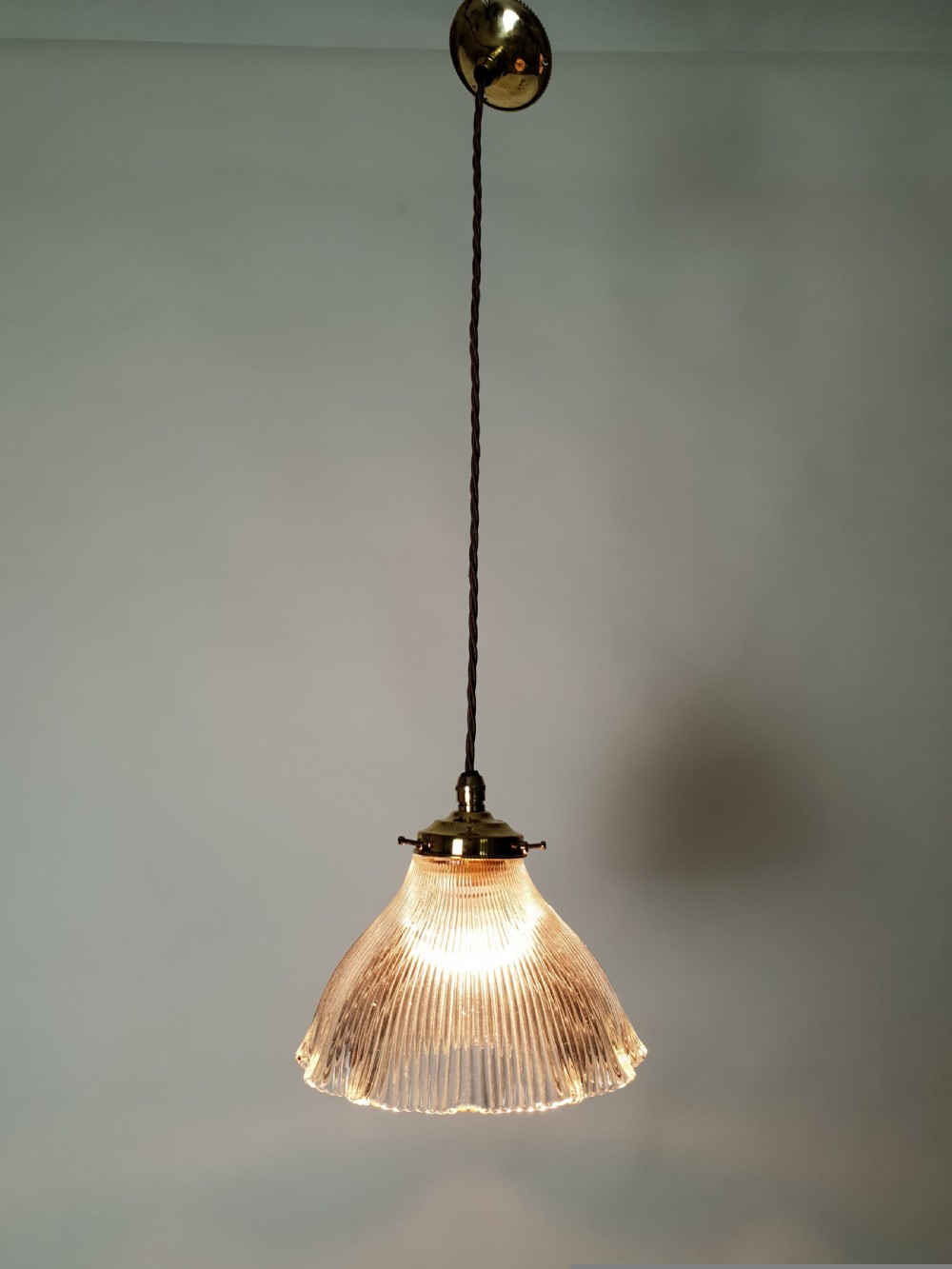 Holophane Ceiling Light with Original Brass Gallery, Rewired  View IV