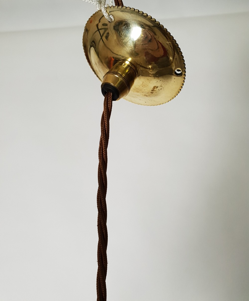 Holophane Ceiling Light with Original Brass Gallery, Rewired  View V