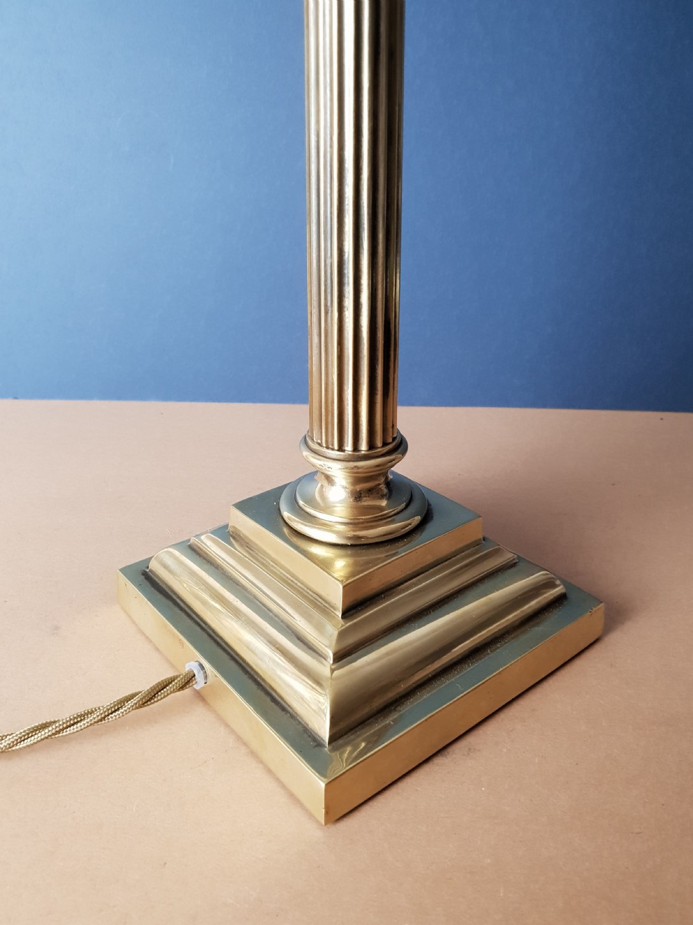 C1910 High Quality Brass Corinthian Column Table Lamp; Rewired and PAT tested View II