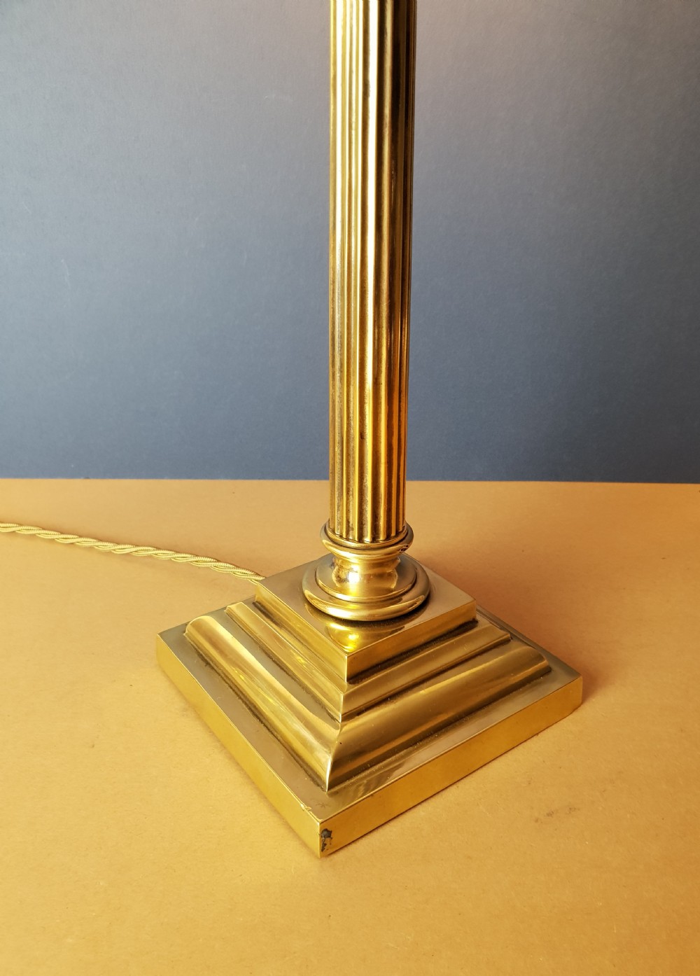 C1910 High Quality Brass Corinthian Column Table Lamp; Rewired and PAT tested View VI