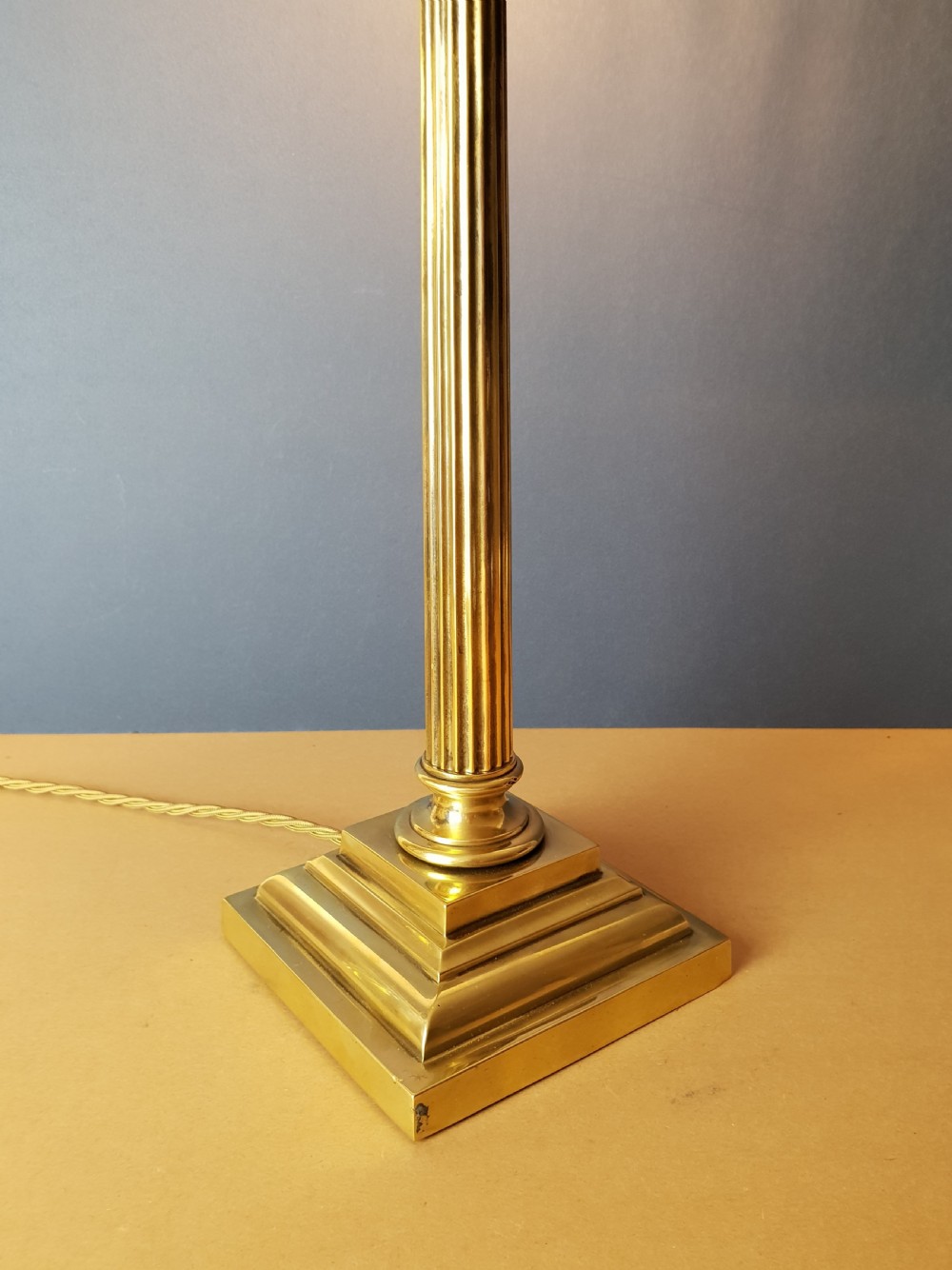 C1910 High Quality Brass Corinthian Column Table Lamp; Rewired and PAT tested View IX