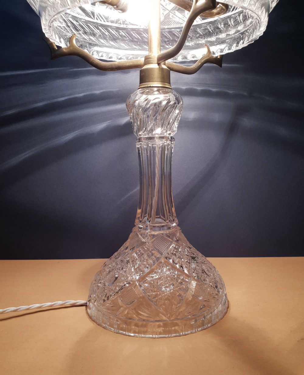 c1910 Cut Crystal Mushroom Table Lamp  View III