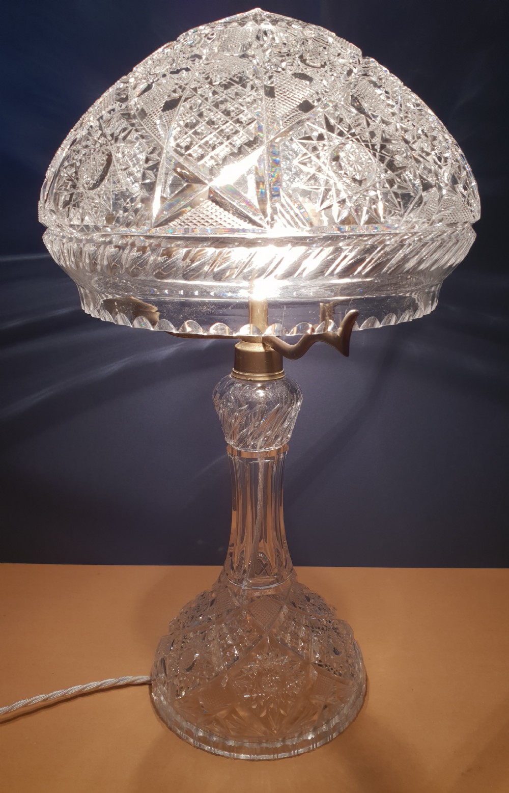 c1910 Cut Crystal Mushroom Table Lamp  View IV