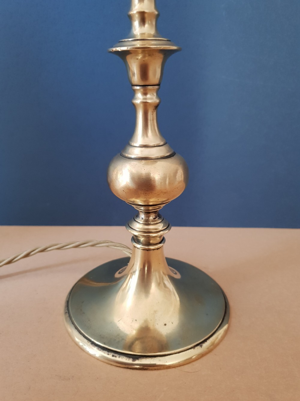 Cast Brass Table Lamp Base, Rewired and PAT tested View IV