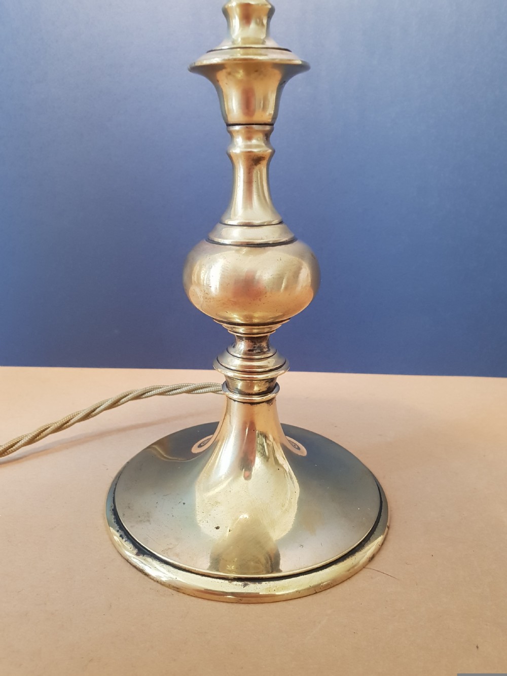 Cast Brass Table Lamp Base, Rewired and PAT tested View VIII