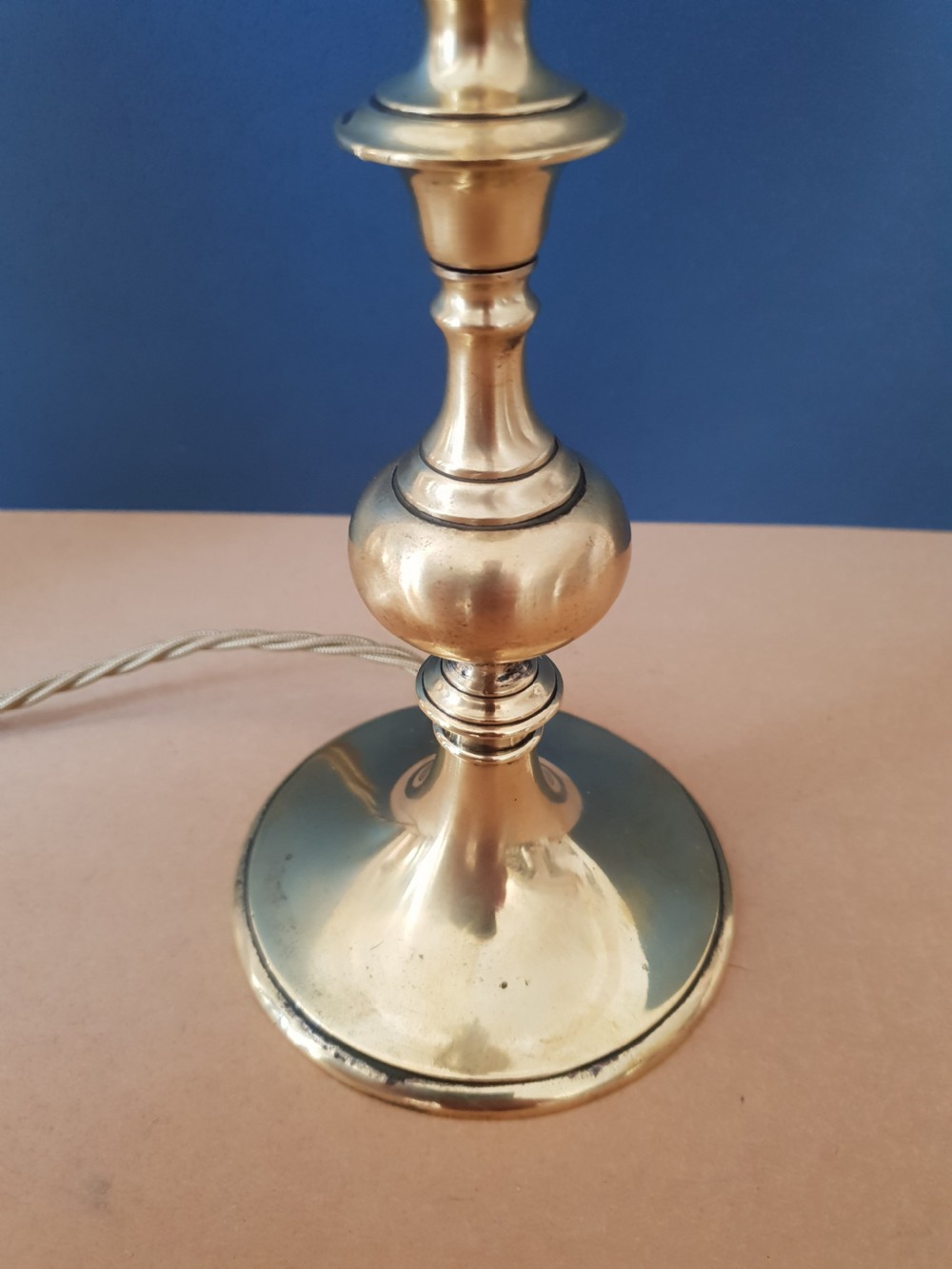 Cast Brass Table Lamp Base, Rewired and PAT tested View IX