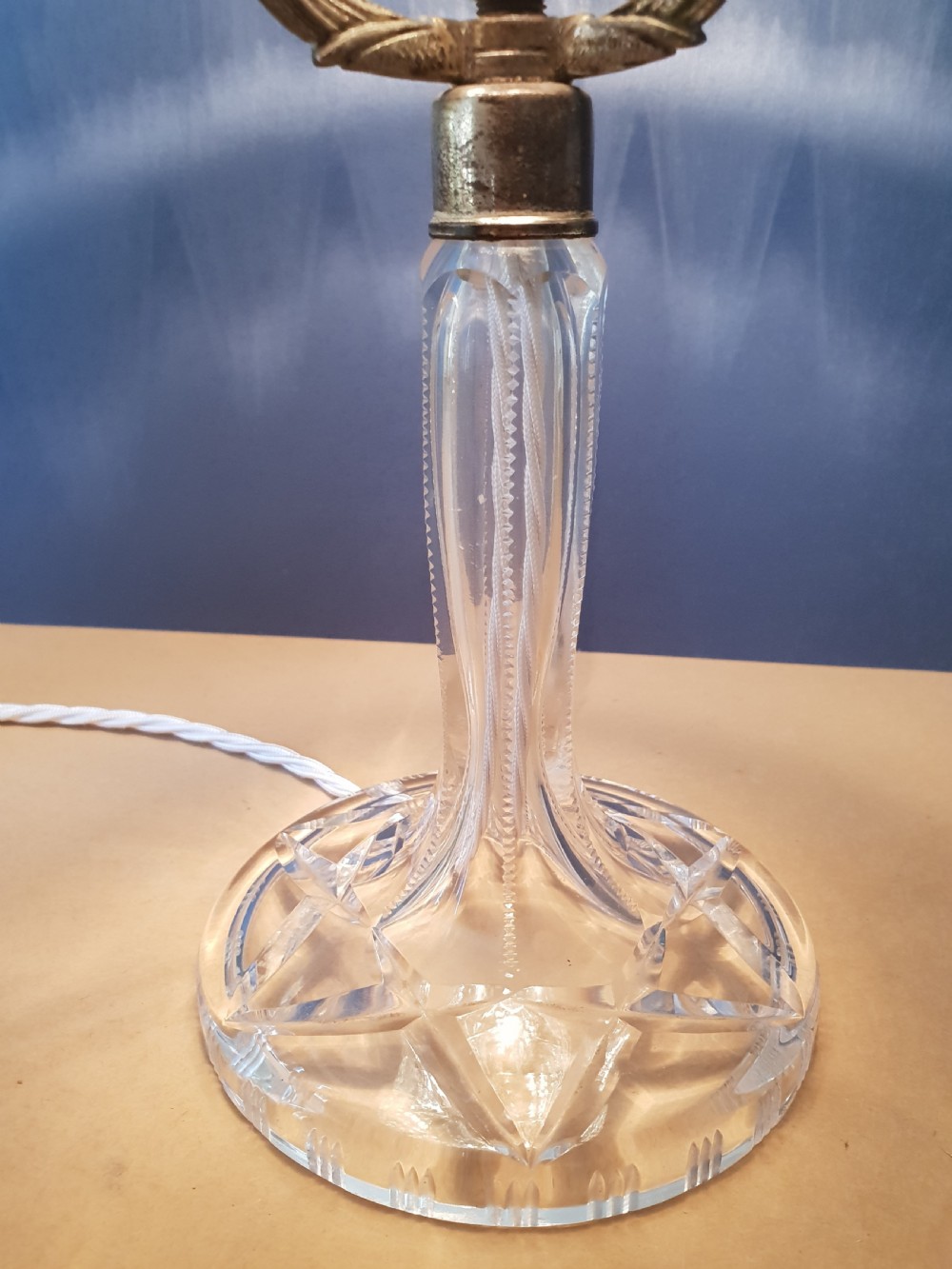 Small Cut Crystal Mushroom Table Lamp,  Rewired and PAT tested  View III
