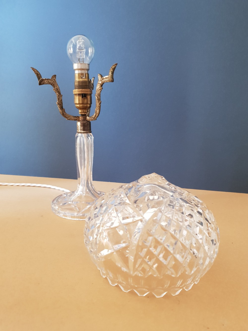 Small Cut Crystal Mushroom Table Lamp,  Rewired and PAT tested  View VI