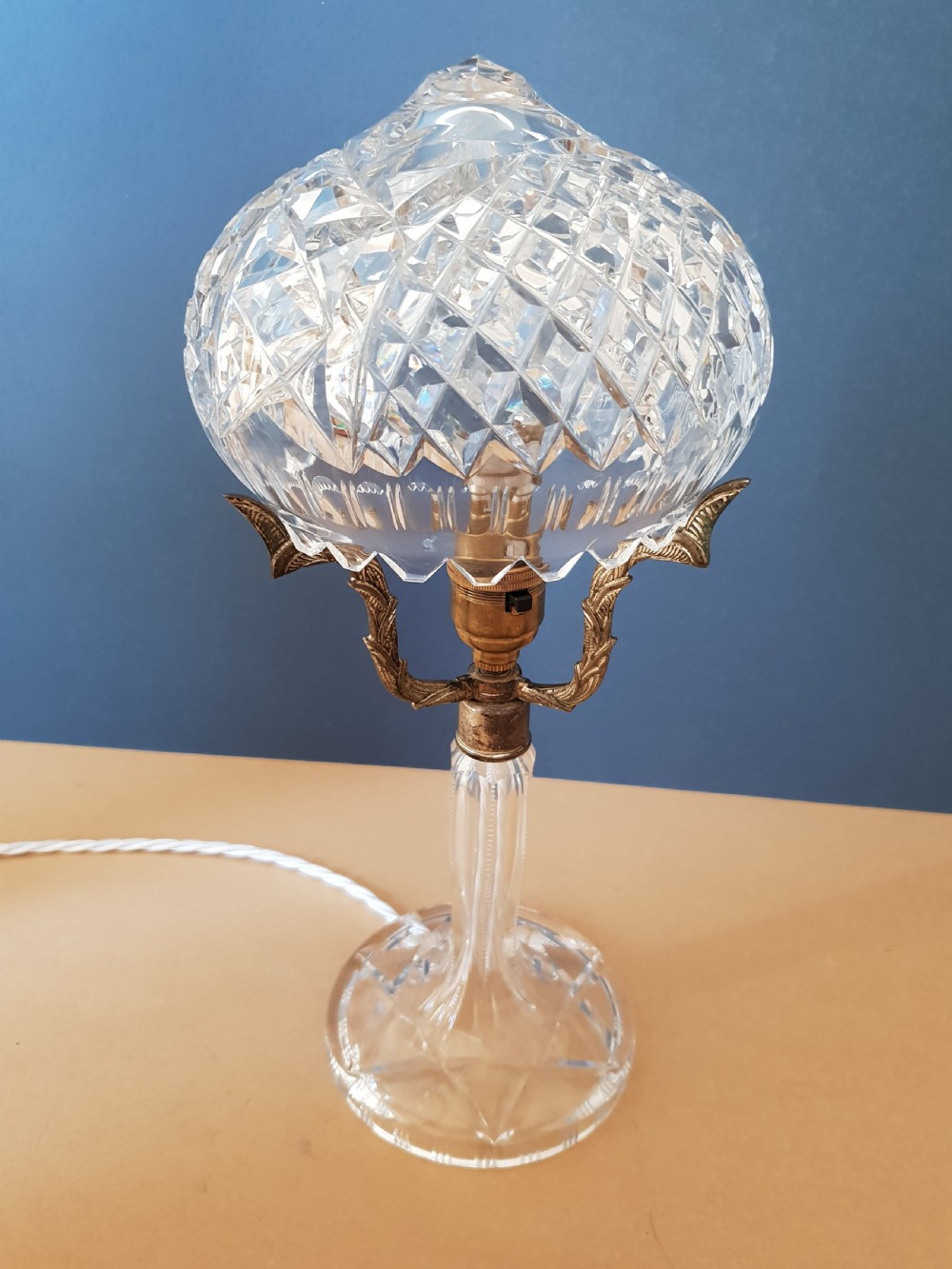 Small Cut Crystal Mushroom Table Lamp,  Rewired and PAT tested  View VIII