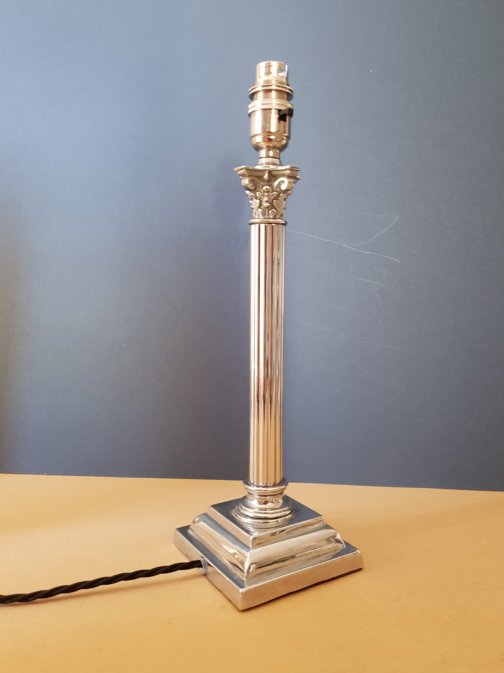 1920s Chrome Corinthian Column Table Lamp