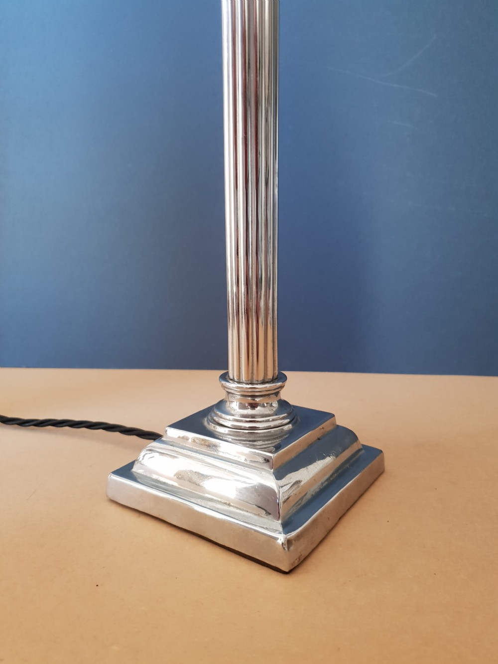 1920s Chrome Corinthian Column Table Lamp View II