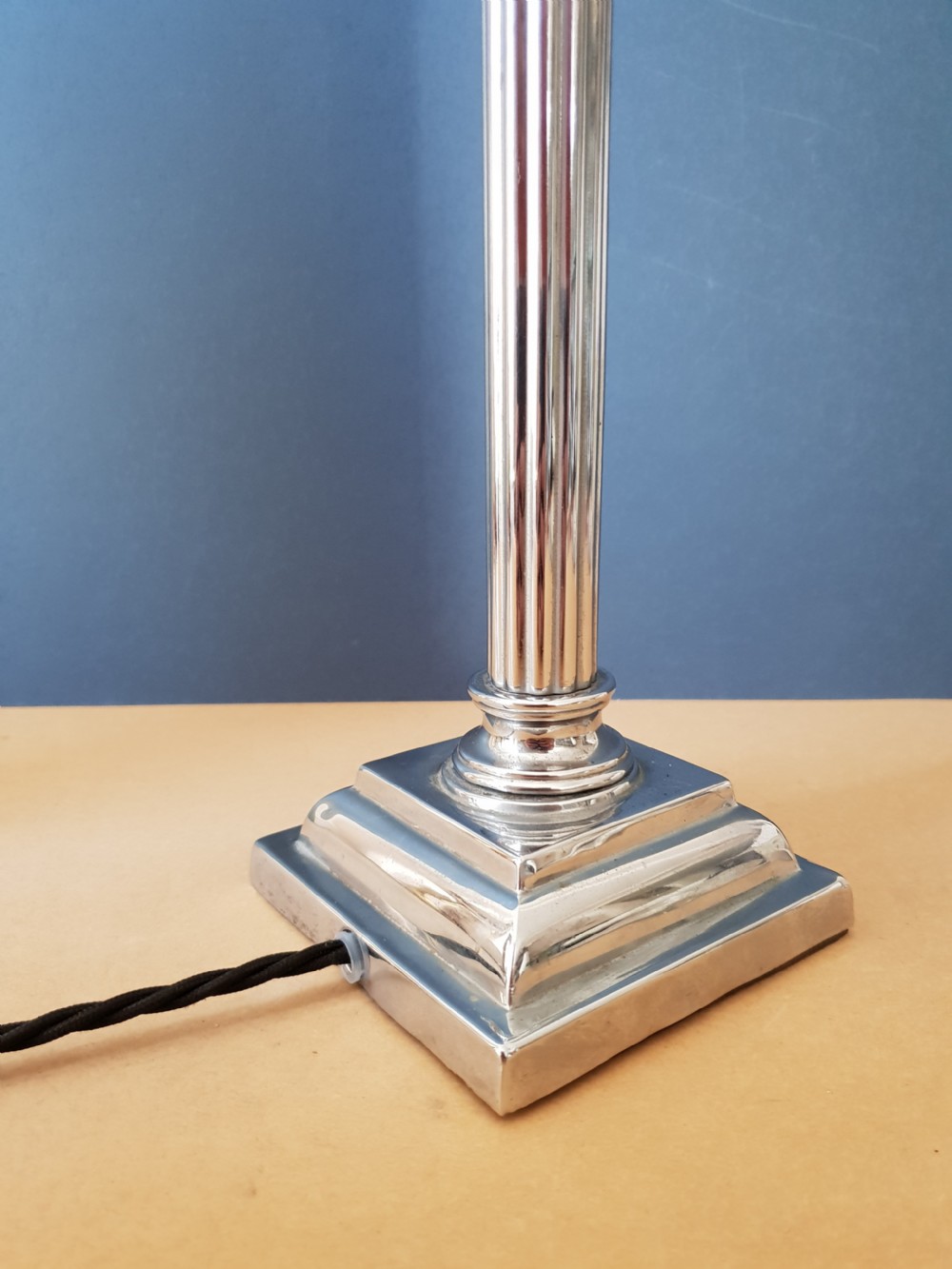 1920s Chrome Corinthian Column Table Lamp View III