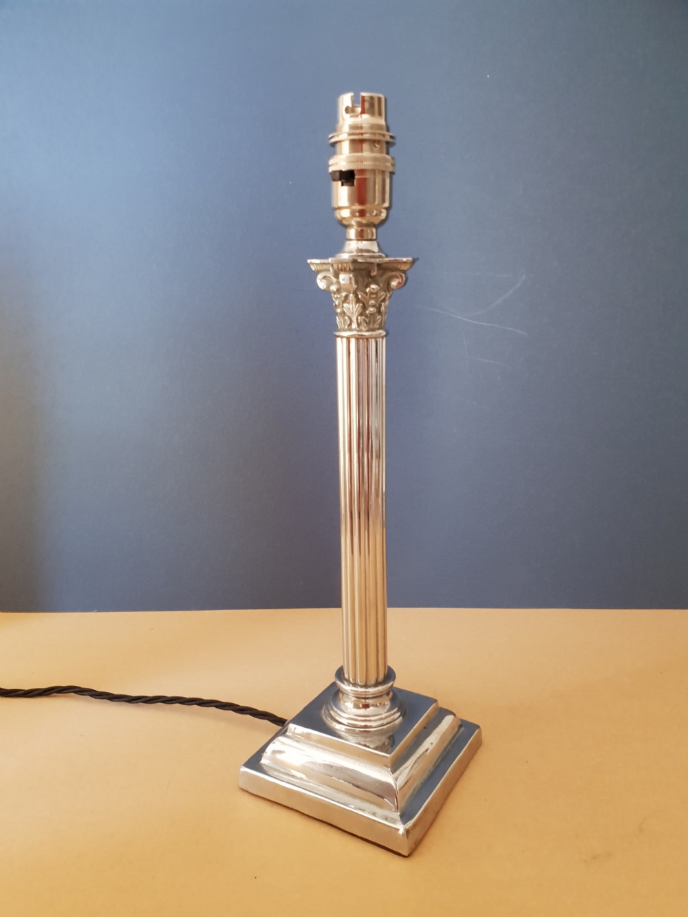1920s Chrome Corinthian Column Table Lamp View V