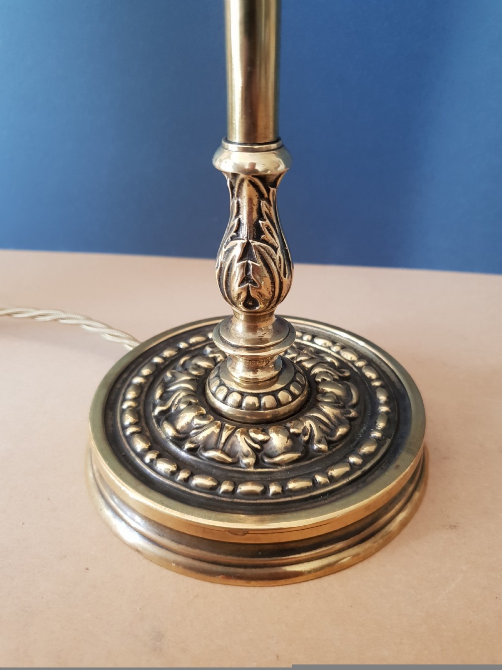 Edwardian Adjustable Top Brass Table Lamp  View IV