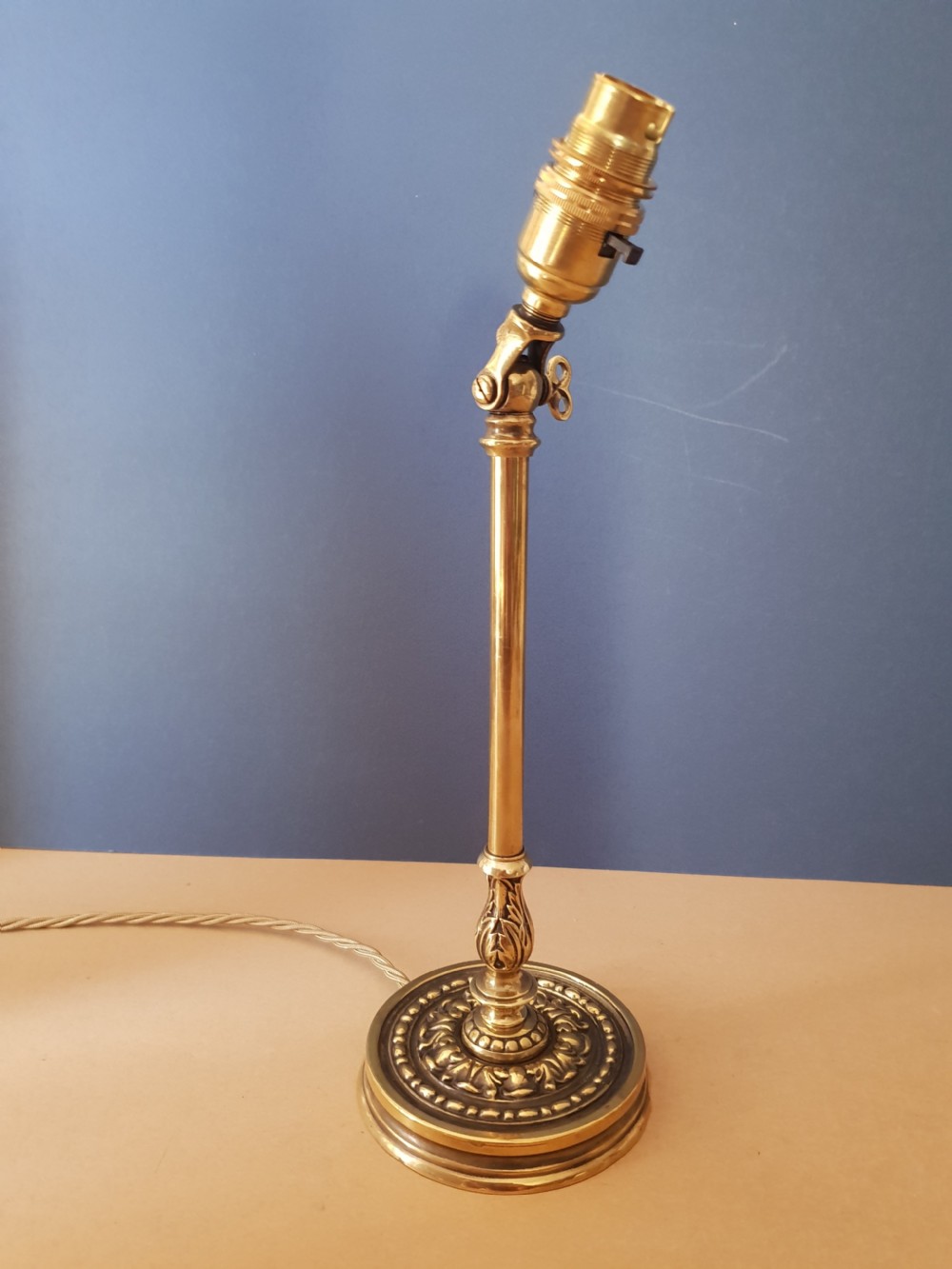 Edwardian Adjustable Top Brass Table Lamp  View VI